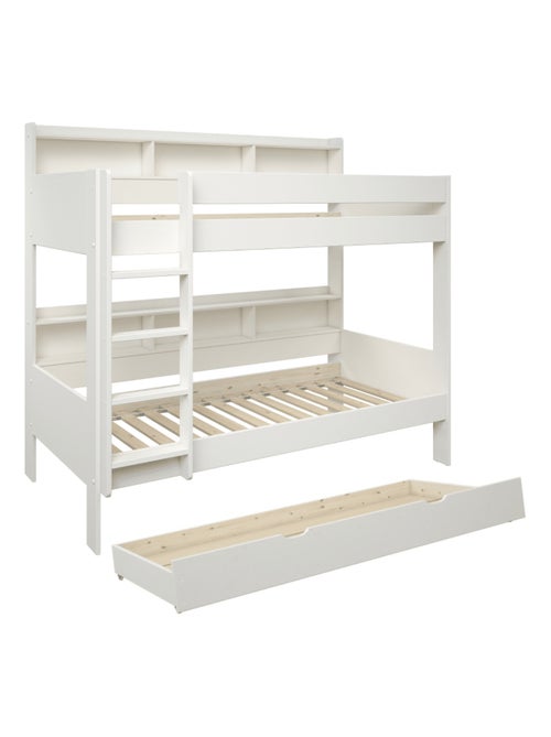Lit superposé avec rangements et lit gigogne pin massif  EDOUARD - Kiabi