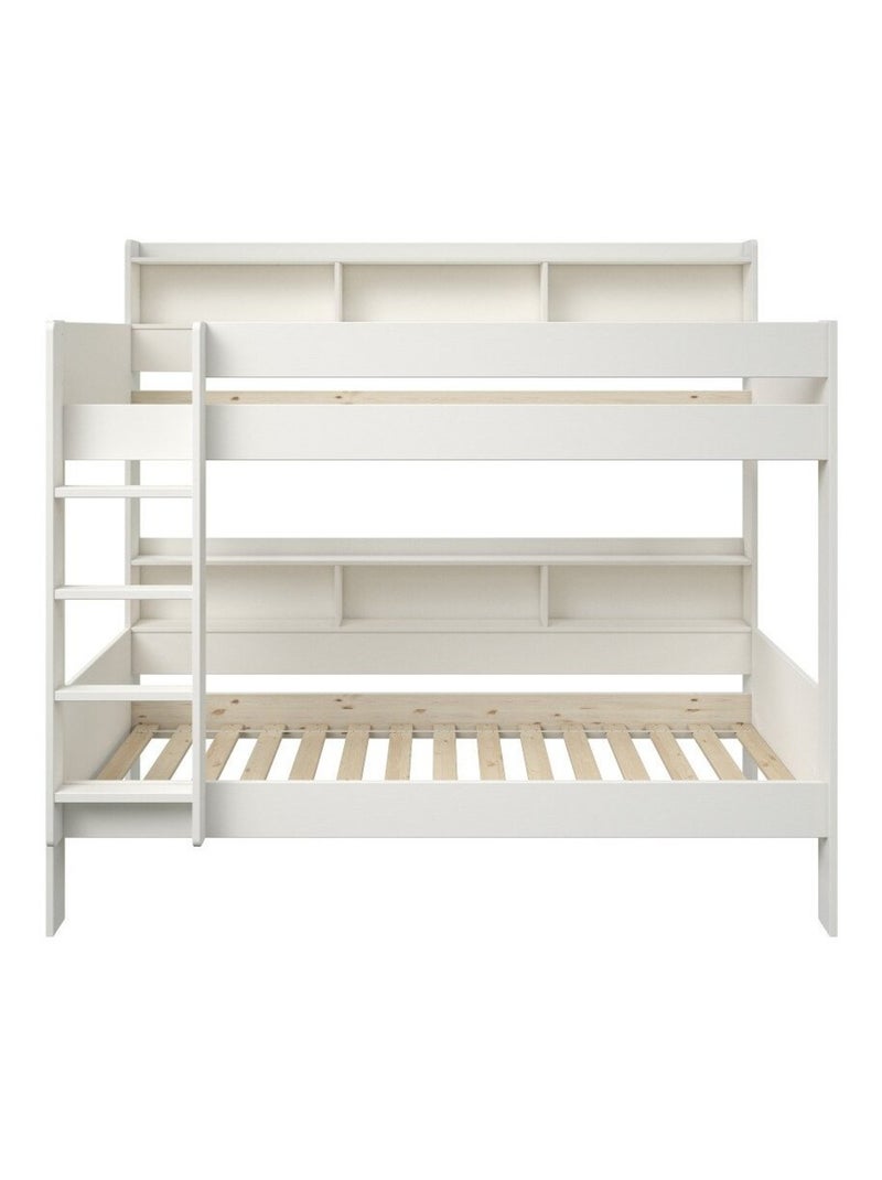 Lit superposé avec rangements pin massif  EDOUARD Blanc - Kiabi