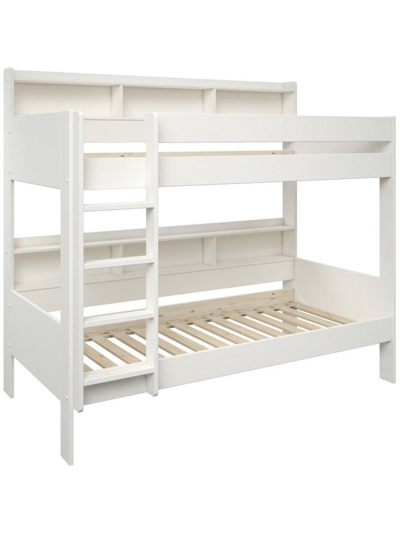 Lit superposé avec rangements pin massif  EDOUARD Blanc - Kiabi