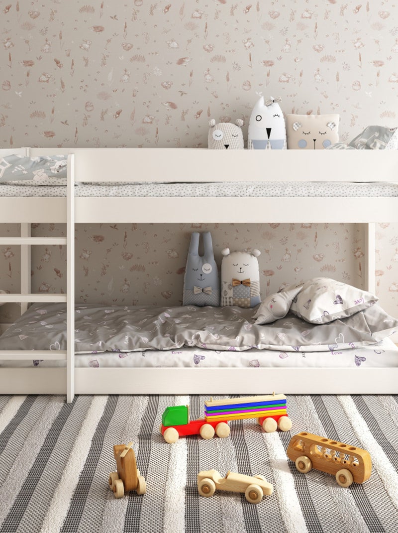 Lit superposé bas en pin massif  ISIDORE Blanc - Kiabi