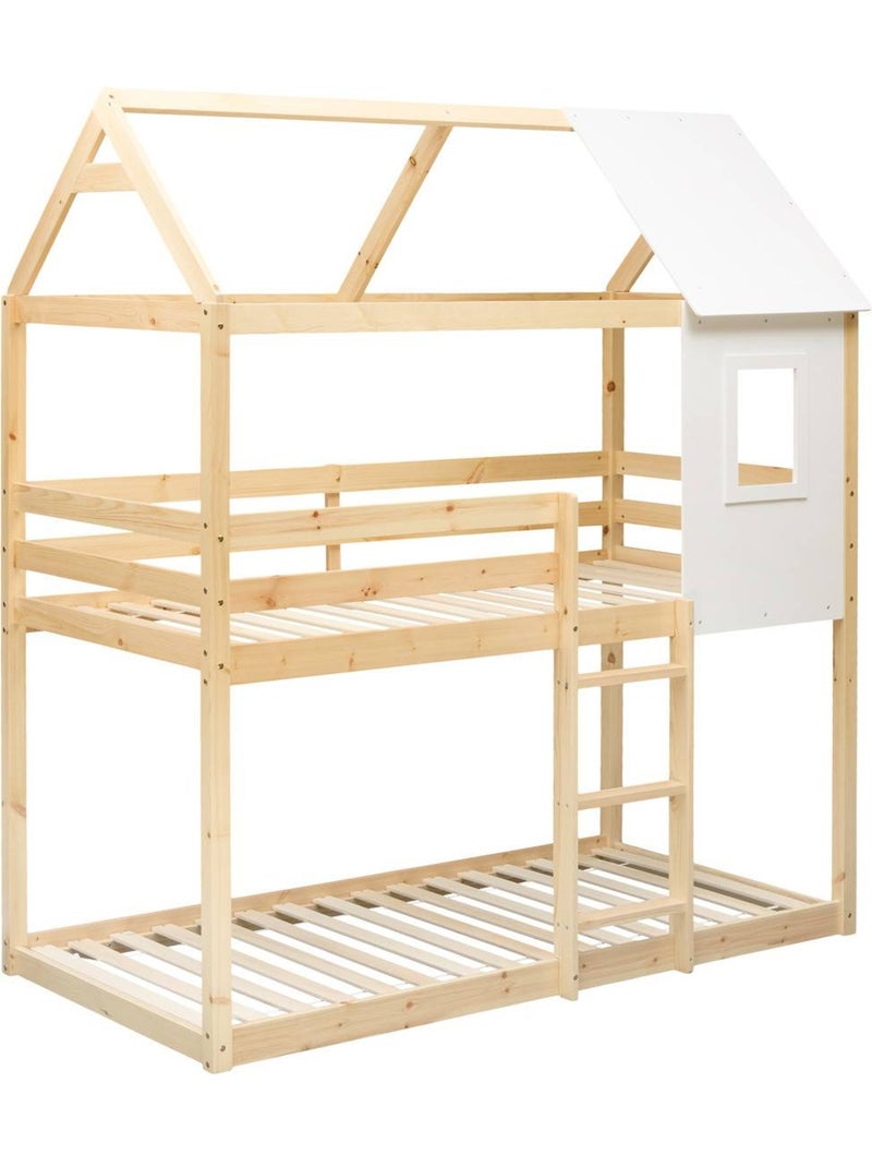Lit superposé cabane pour enfant en pin boscoco Beige - Kiabi