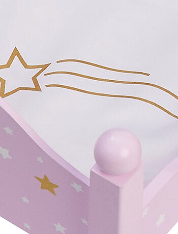 Lit superposé poupée bois à pois avec échelle et literie, 46 cm, Gris