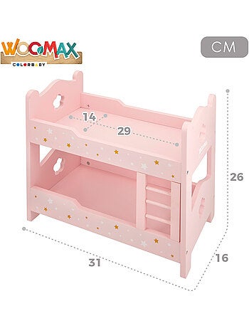 Lit superposé en bois pour poupée woomax