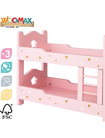 Lit superposé en bois pour poupée woomax