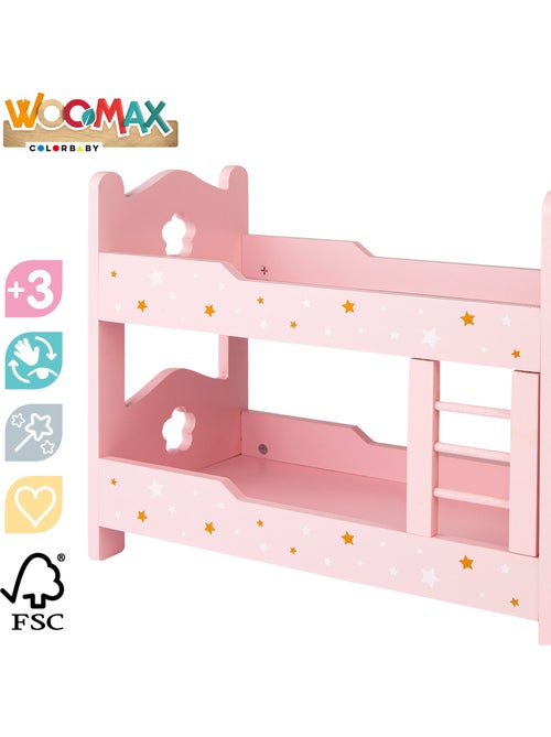 Lit superposé en bois pour poupée woomax - Kiabi