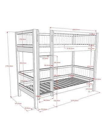 Lit superposé en hêtre massif AUBANE