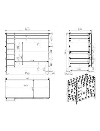 Lit superposé en pin massif naturel ARMANCE & FAUSTIN