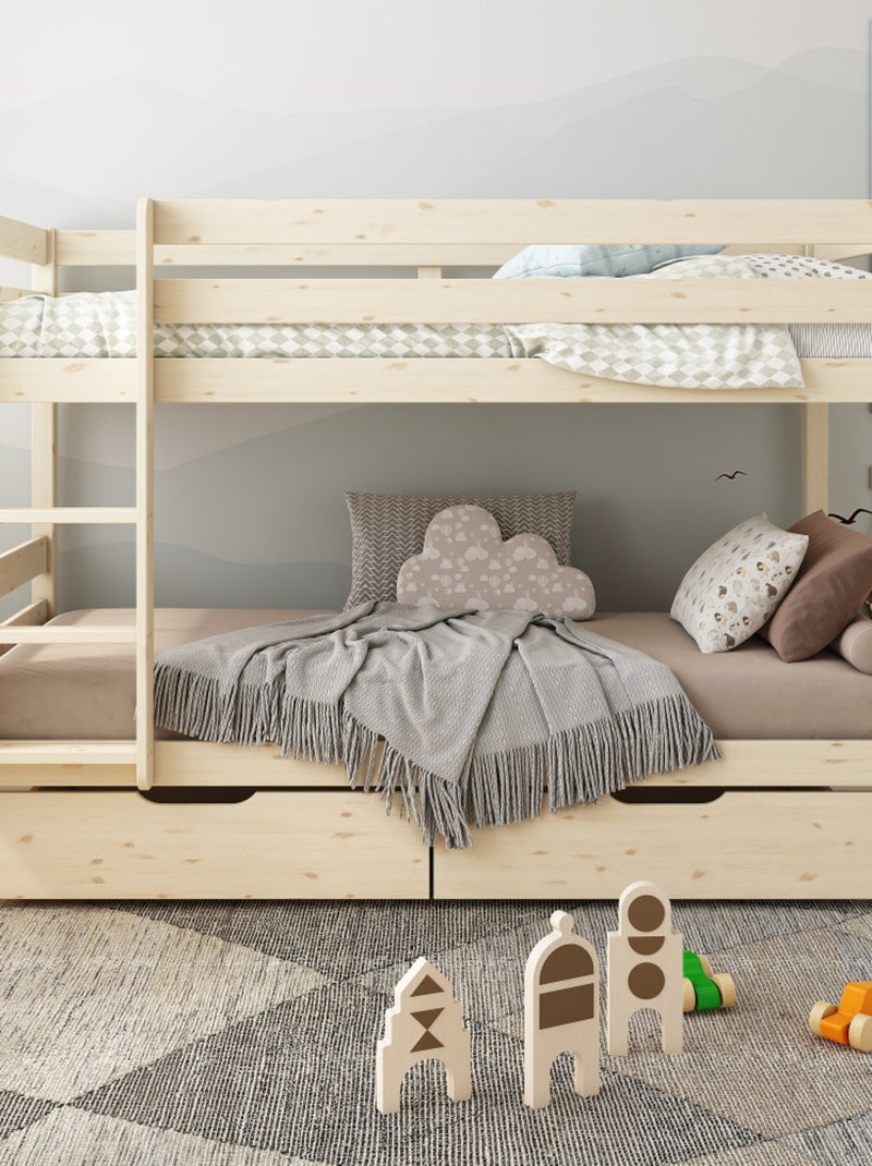 Lit superposé en pin massif naturel  ISIDORE Bois naturel - Kiabi