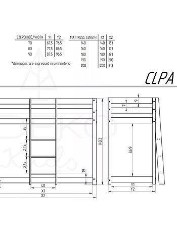 Lit superposé enfant clpa mila 80×160 cm pin massif