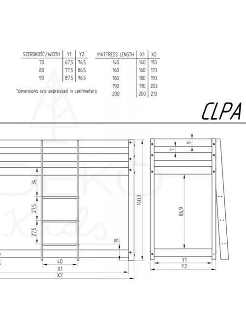 Lit superposé enfant clpa mila 80×160 cm pin massif - Kiabi