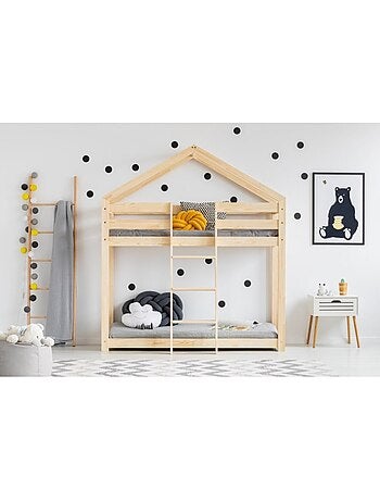 Lit superposé enfant dmp 90×180 cm pin massif