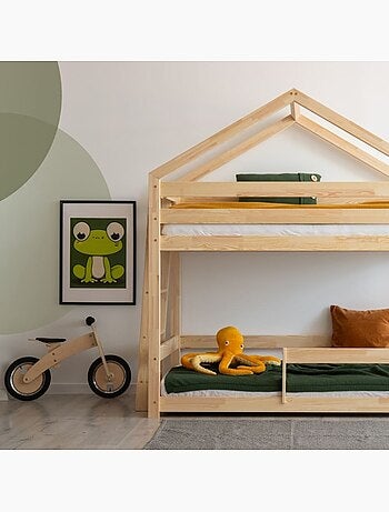 Lit superposé enfant dmpba 90×200 cm pin massif