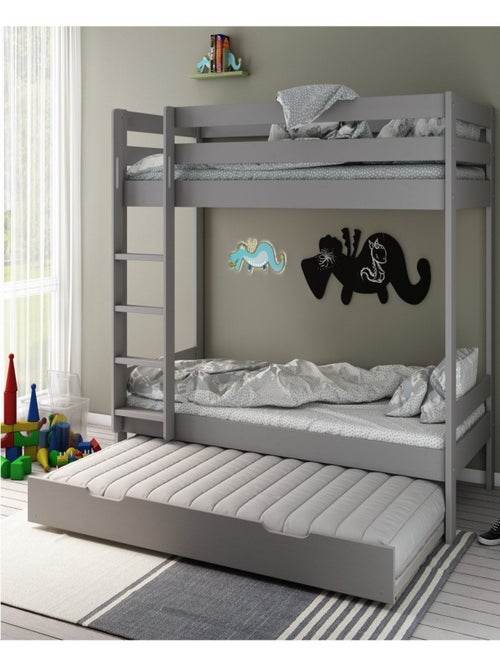 Lit superposé et lit gigogne pin massif   BASILE - Kiabi