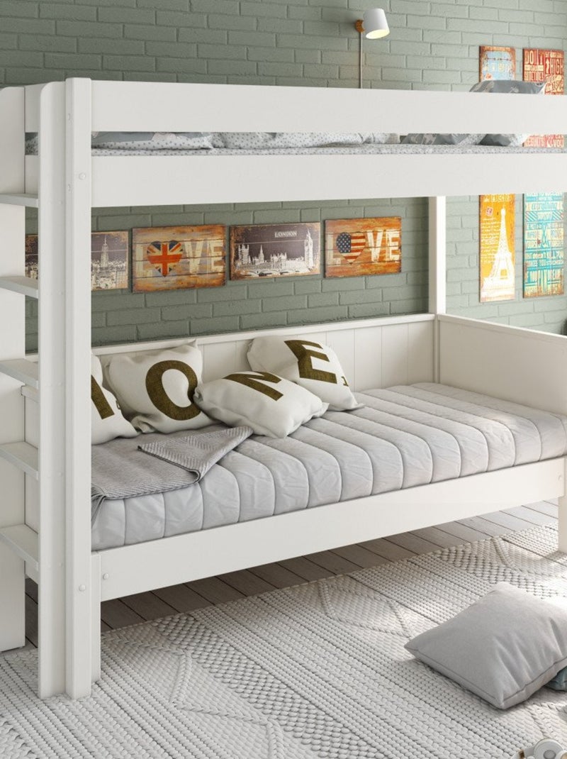 Lit superposé extensible pin massif  ALCESTE Blanc - Kiabi