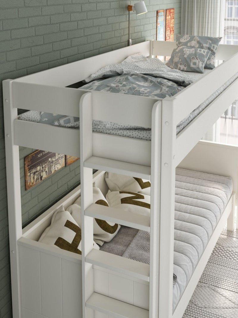 Lit superposé extensible pin massif  ALCESTE Blanc - Kiabi