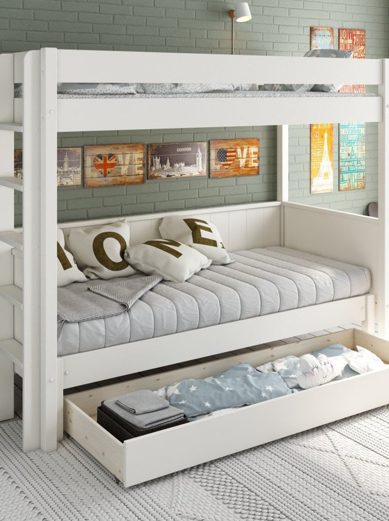 Lit superposé extensible pin massif  ALCESTE Blanc - Kiabi