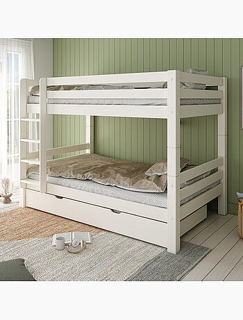 Lit superposé H160 séparable extra-solide en bois massif HERCULE