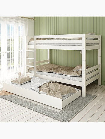 Lit superposé H160 séparable extra-solide en bois massif HERCULE