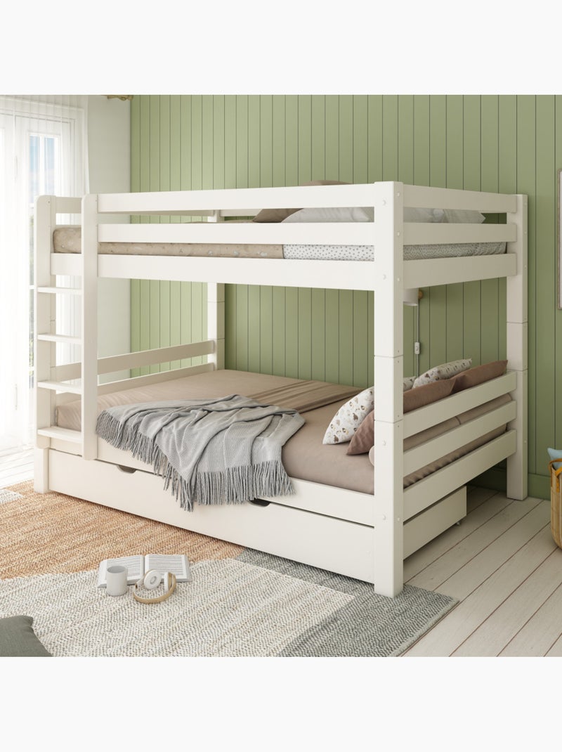 Lit superposé H160 séparable extra-solide en bois massif HERCULE Blanc - Kiabi