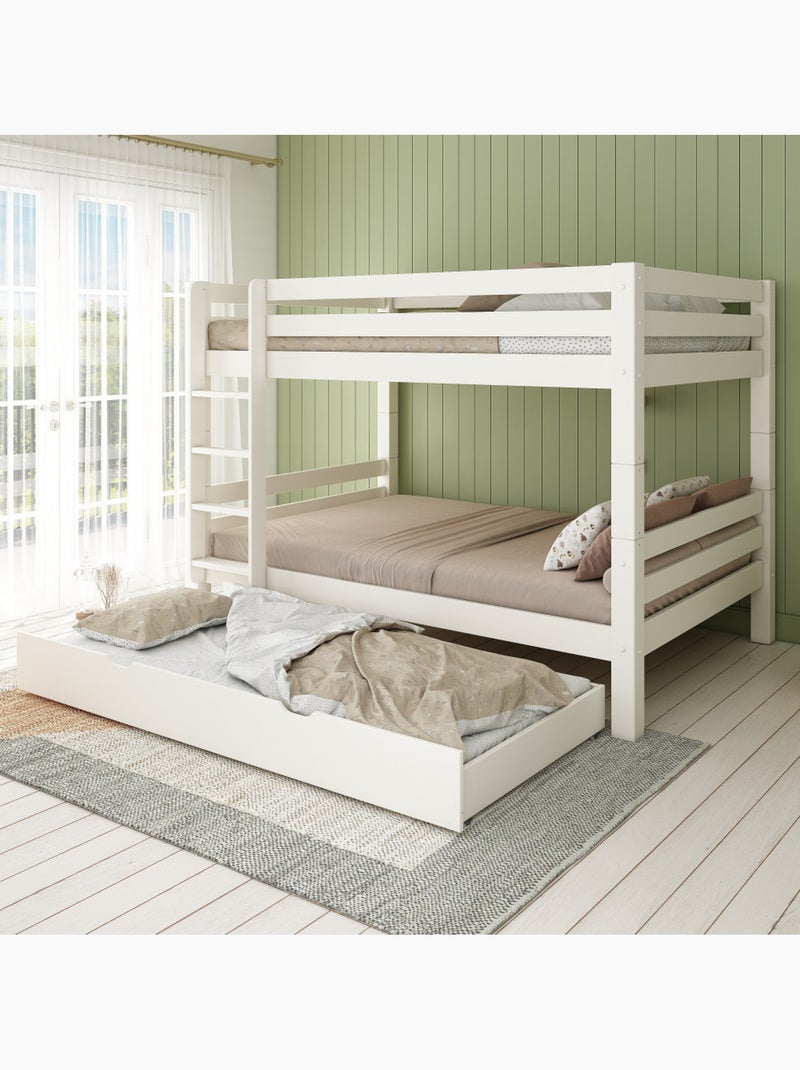 Lit superposé H160 séparable extra-solide en bois massif HERCULE Blanc - Kiabi