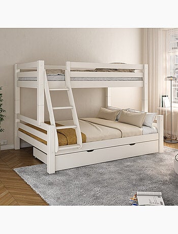 Lit superposé H160 séparable extra-solide en bois massif HERCULE