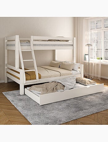 Lit superposé H160 séparable extra-solide en bois massif HERCULE