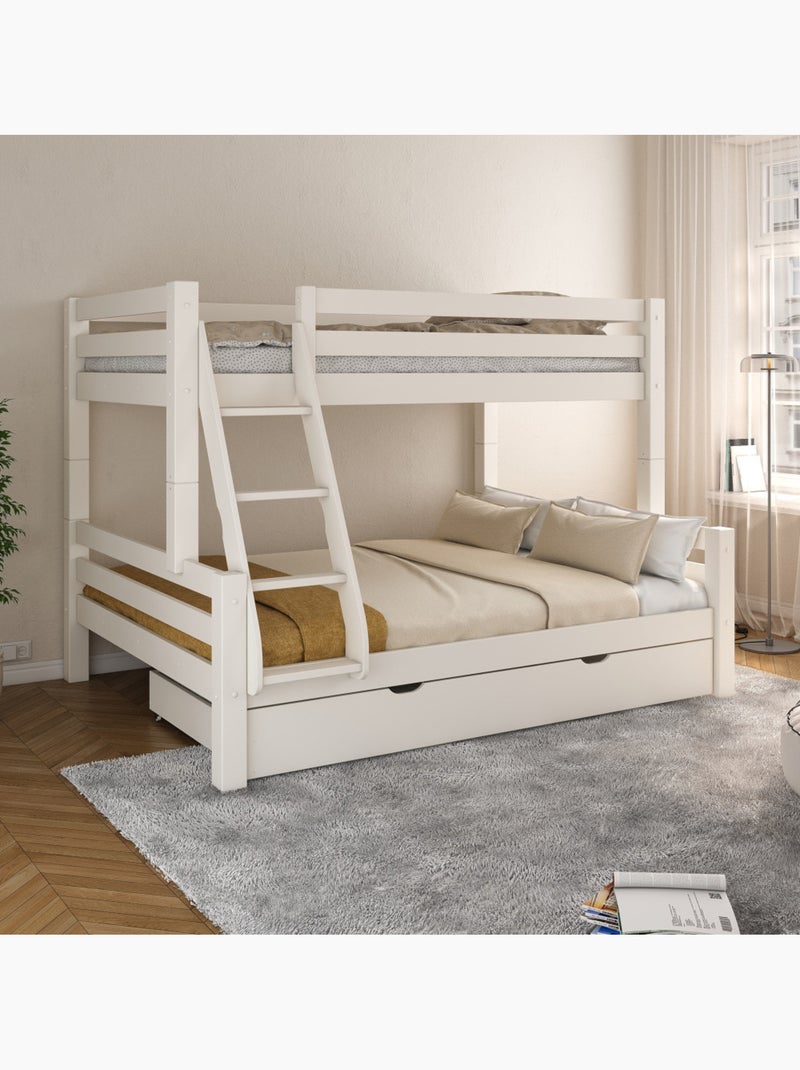 Lit superposé H160 séparable extra-solide en bois massif HERCULE Blanc - Kiabi