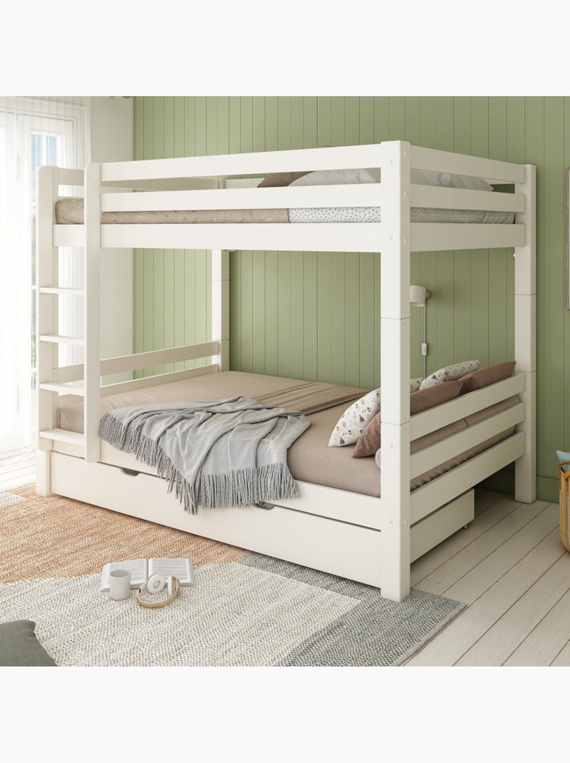 Lit superposé H175 séparable extra-solide en bois massif HERCULE Blanc - Kiabi