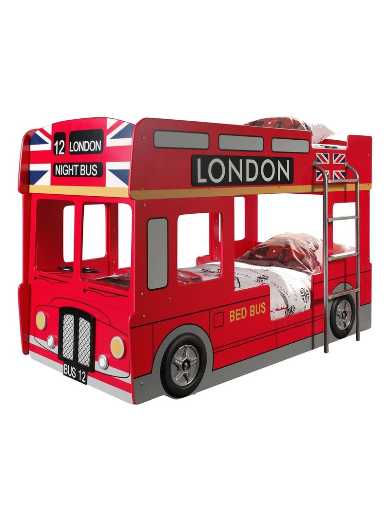 Lit superposé London Bus Rouge - Kiabi