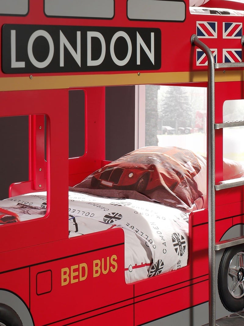 Lit superposé London Bus Rouge - Kiabi