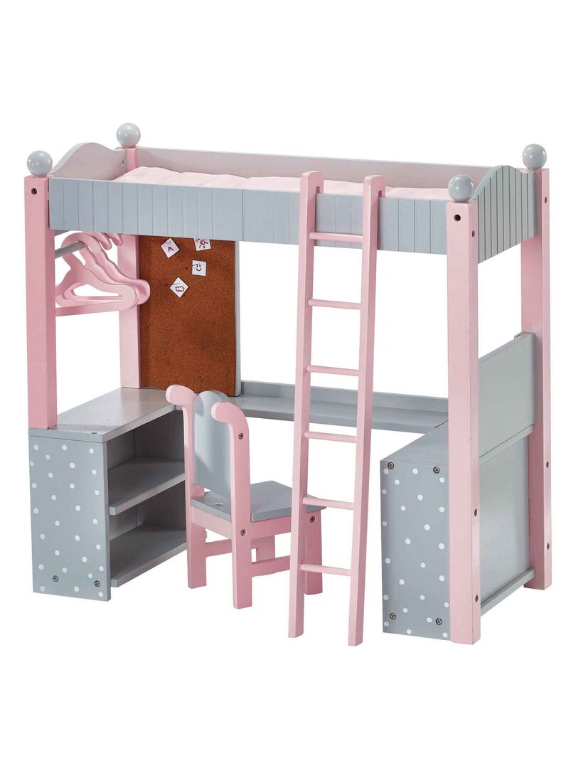 Maison de poupée Lit superposé Multifonctionnel Échelle Solide 1: 12  Miniature Funiture Décor Lit superposé pour filles