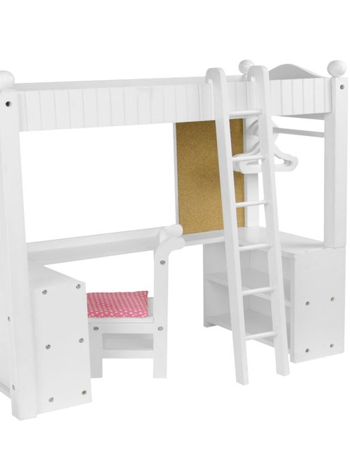Lit superposé mezzanine avec bureau et rangement pour poupée - Kiabi
