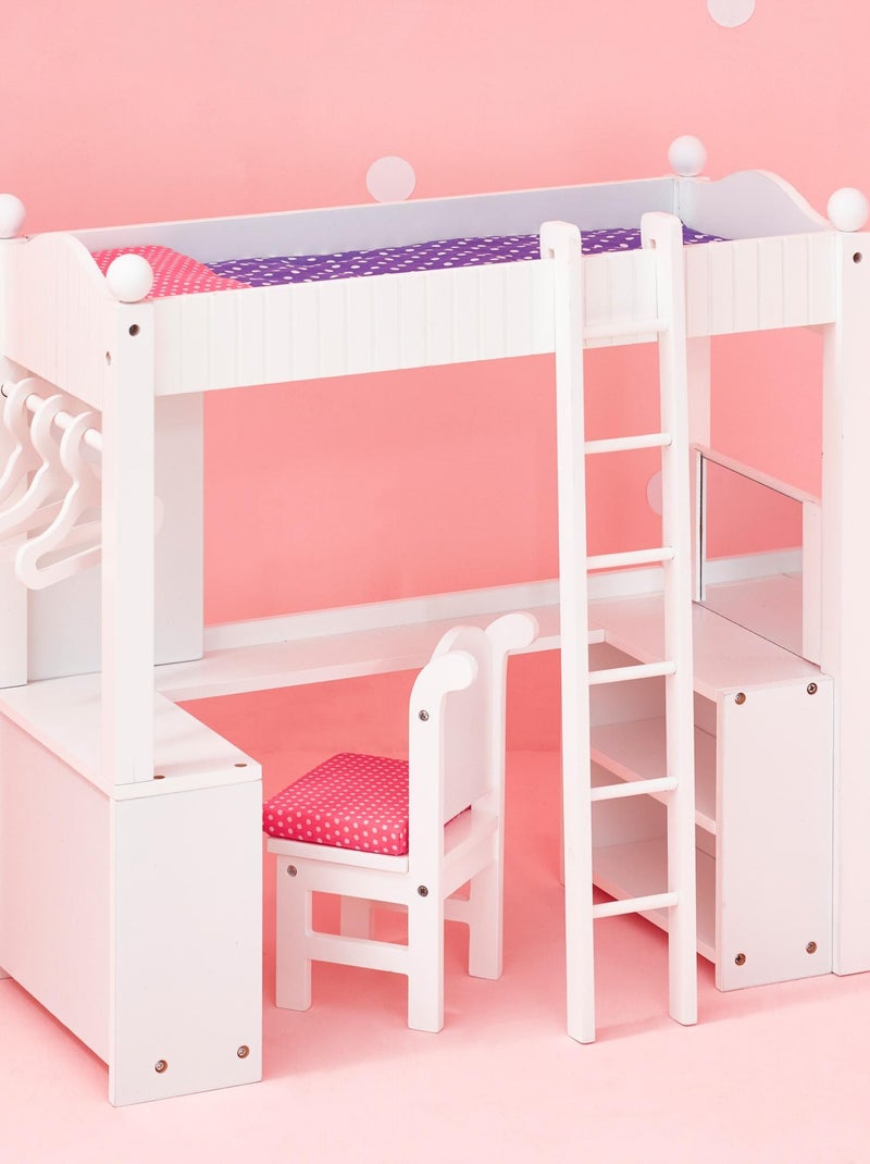 Lit superposé mezzanine avec bureau et rangement pour poupée N/A - Kiabi