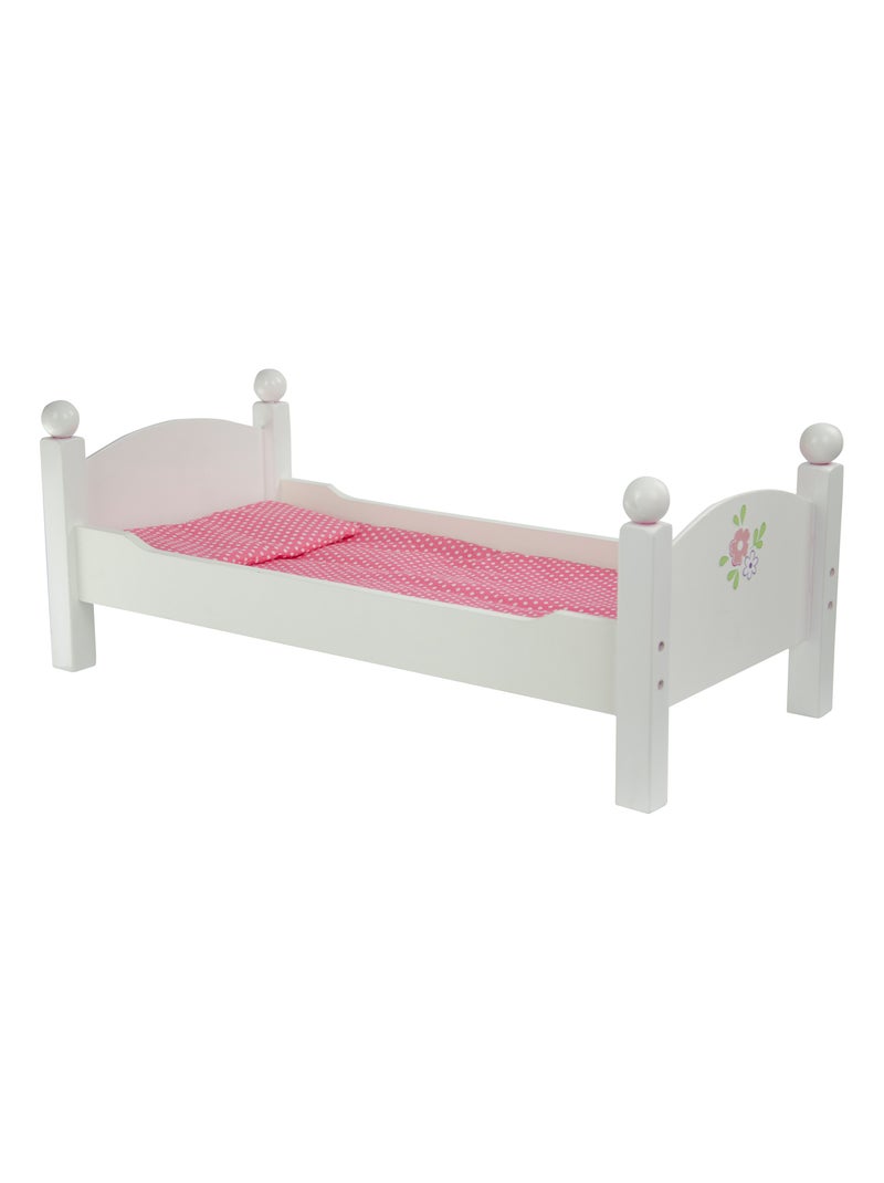 Lit superposé poupée bois avec échelle et literie, 46 cm, Blanc Blanc Gris - Kiabi