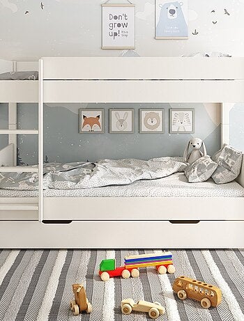 Lit superposé séparable avec lit gigogne pin massif ACHILLE