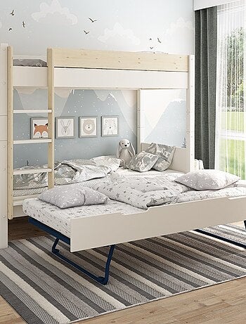 Lit superposé séparable avec lit gigogne pin massif ACHILLE