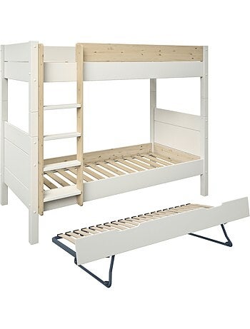 Lit superposé séparable avec lit gigogne pin massif ACHILLE