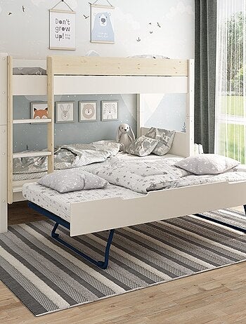 Lit superposé séparable avec lit gigogne pin massif ACHILLE