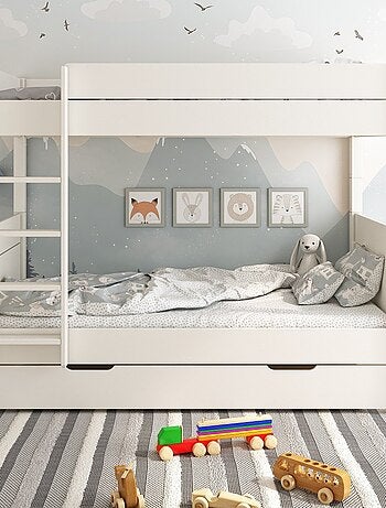 Lit superposé séparable avec matelas pin massif ACHILLE