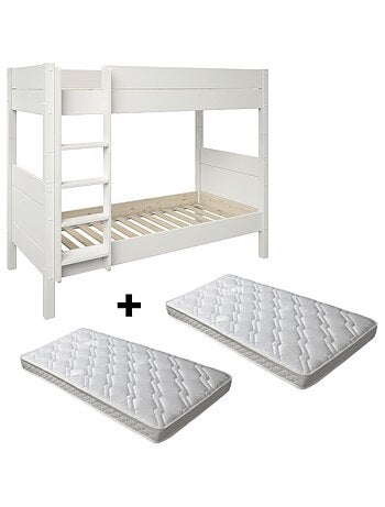 Lit superposé séparable avec matelas pin massif ACHILLE