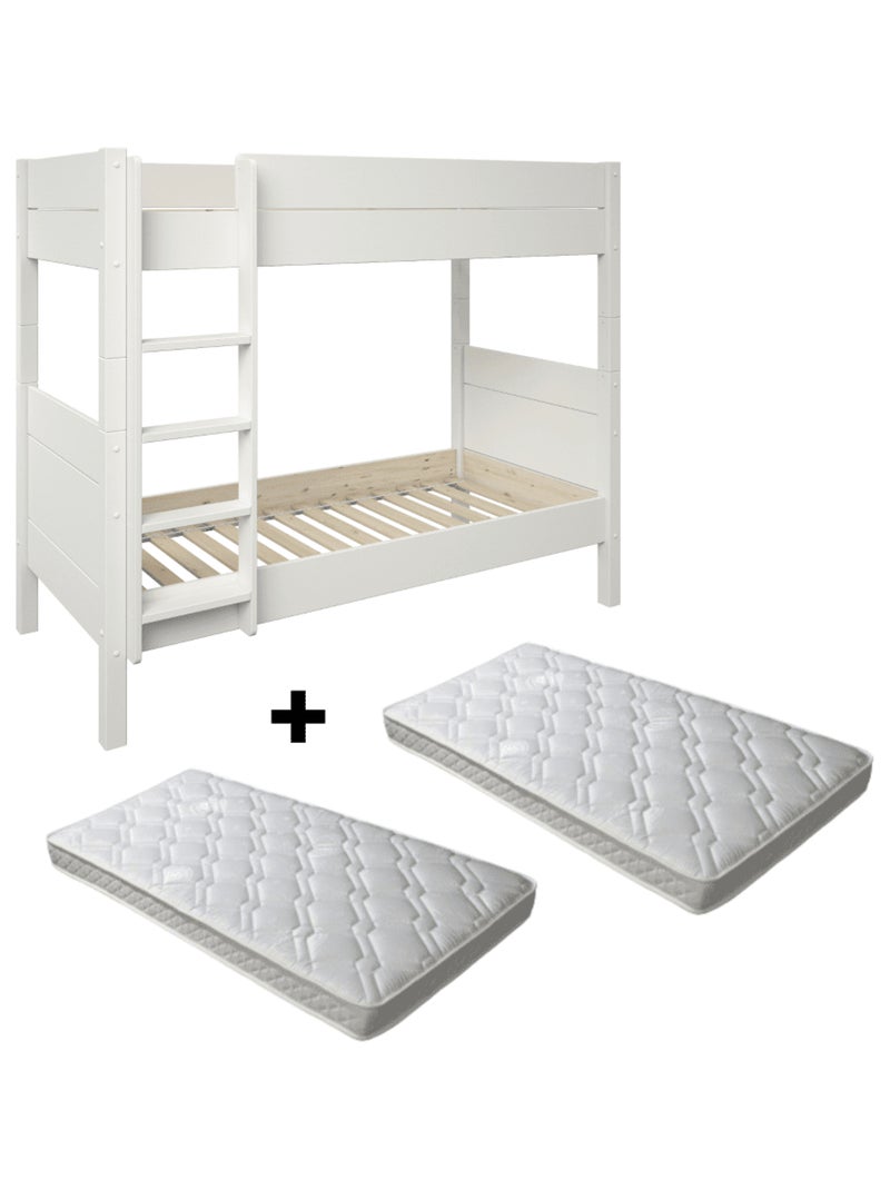 Lit superposé séparable avec matelas pin massif ACHILLE Blanc - Kiabi