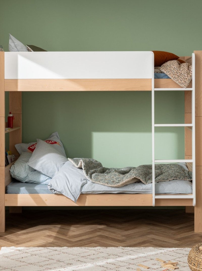 Lit superposé séparable en hêtre   ARSÈNE Blanc/Bois - Kiabi