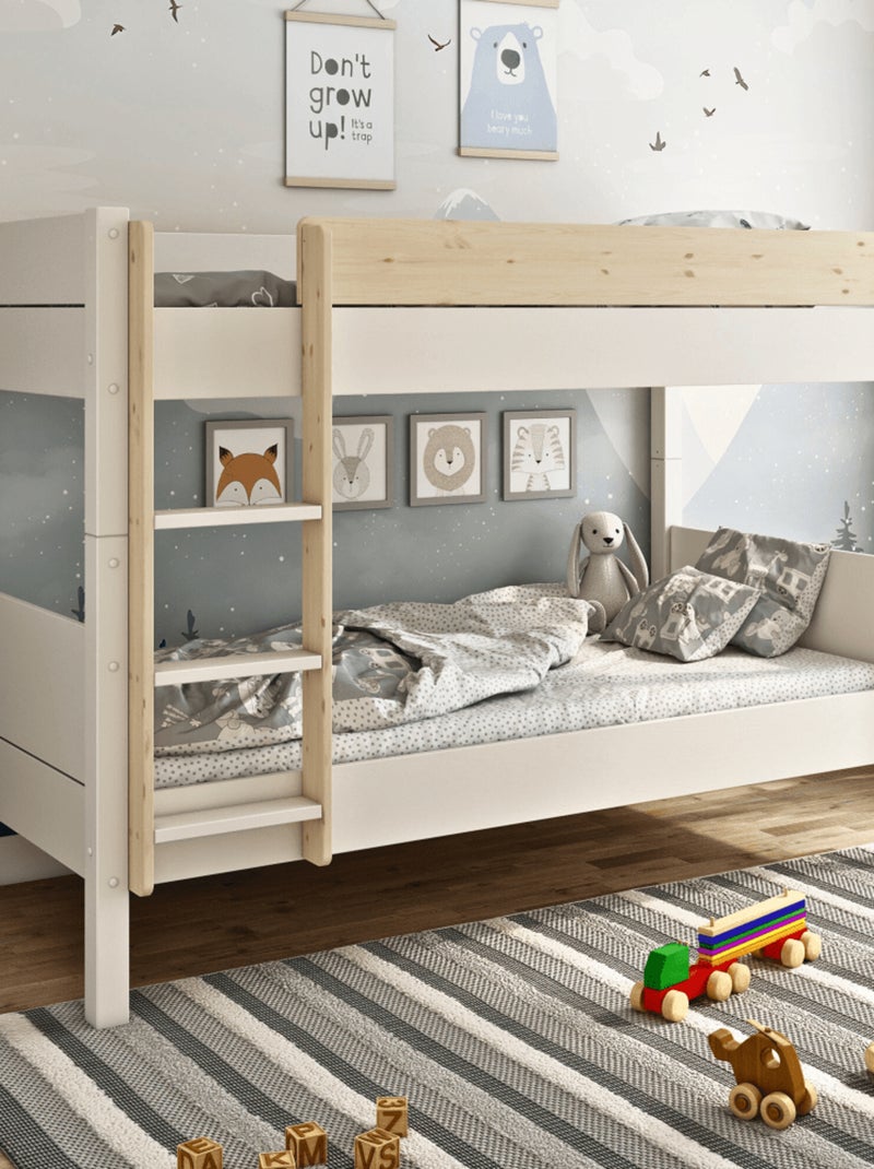 Lit superposé séparable et matelas pin massif  ACHILLE Blanc/Bois - Kiabi