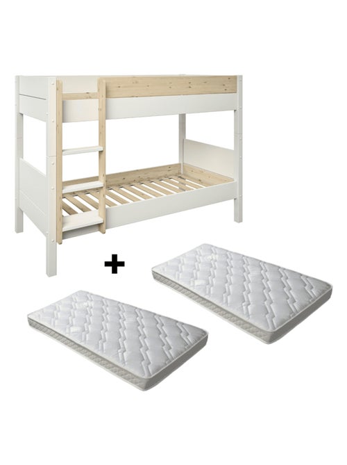 Lit superposé séparable et matelas pin massif ACHILLE - Kiabi Lit superposé séparable et matelas pin massif ACHILLE - Kiabi