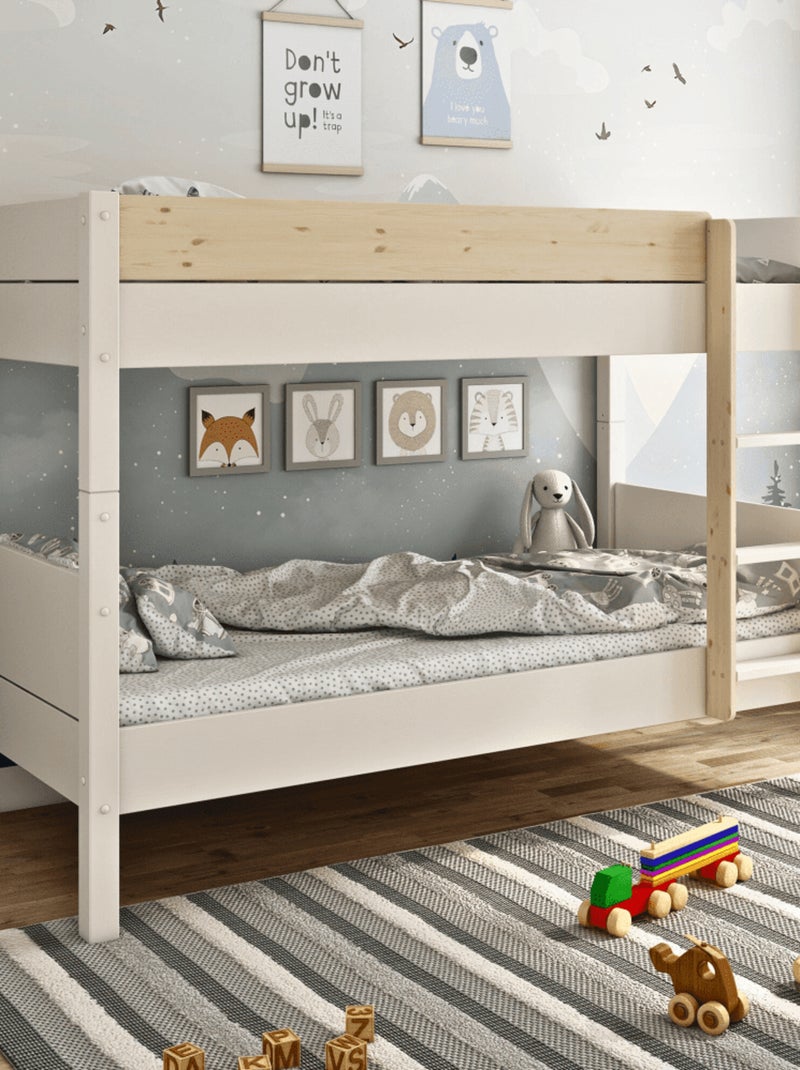 Lit superposé séparable pin massif  ACHILLE Blanc/Bois - Kiabi