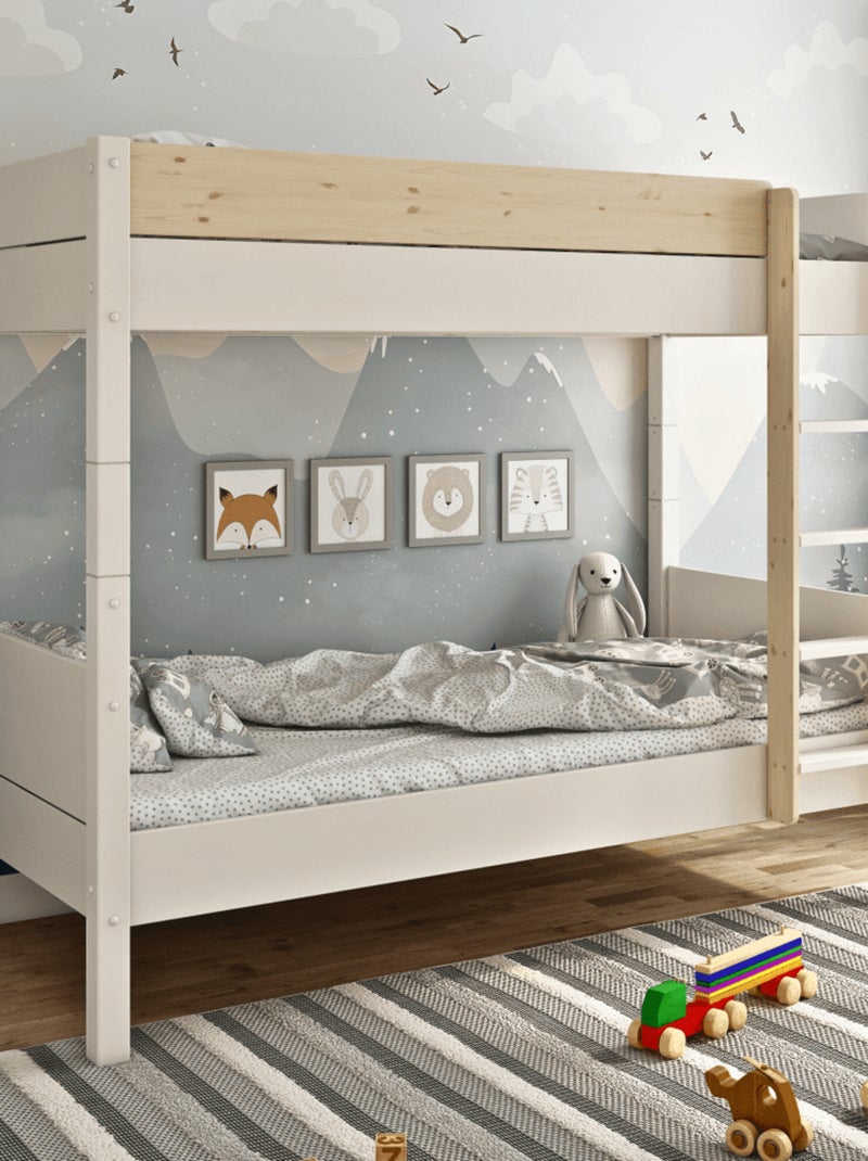 Lit superposé séparable pin massif  ACHILLE Blanc/Bois - Kiabi