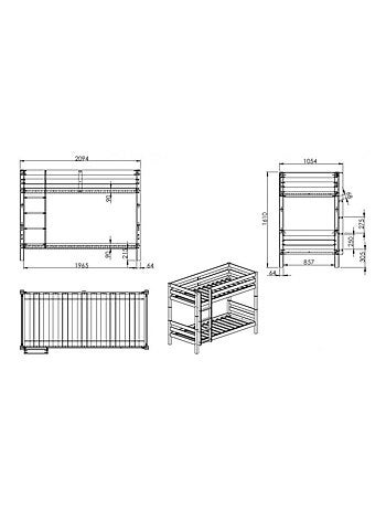 Lit superposé séparable pin massif naturel ARMANCE & FAUSTIN