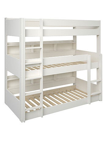 Lit superposé triple avec rangements pin massif EDOUARD