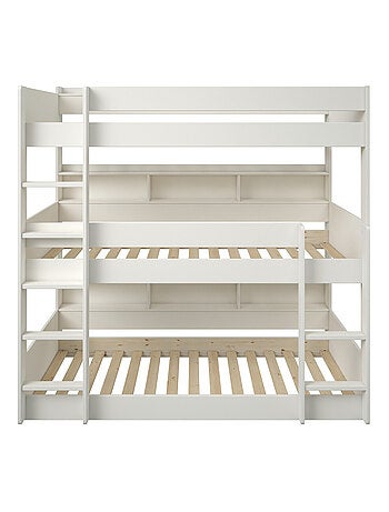 Lit superposé triple avec rangements pin massif EDOUARD