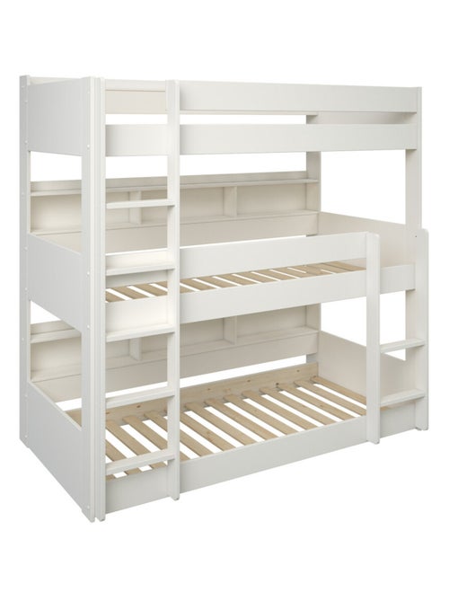 Lit superposé triple avec rangements pin massif  EDOUARD - Kiabi